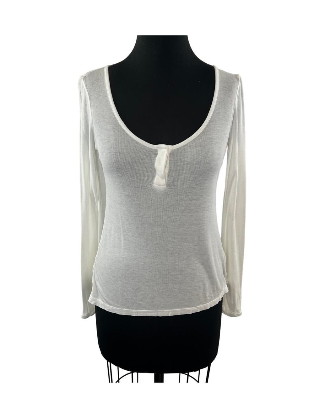 T Alexander Wang Henley White Rayon Knitted Scoop Neck Top Size Medium M